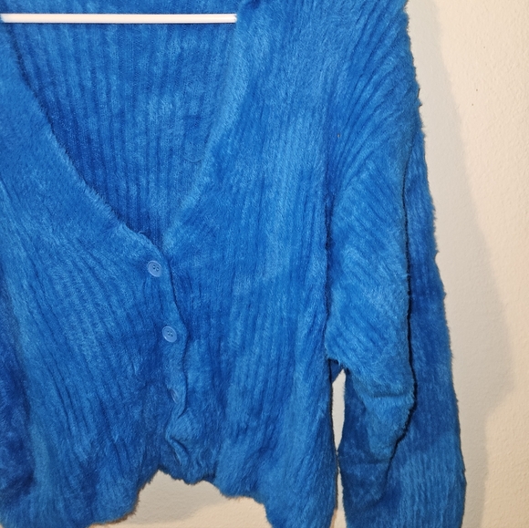 Zara Womans Blue Button Up Cropped Cardigan Size M - Picture 4 of 11
